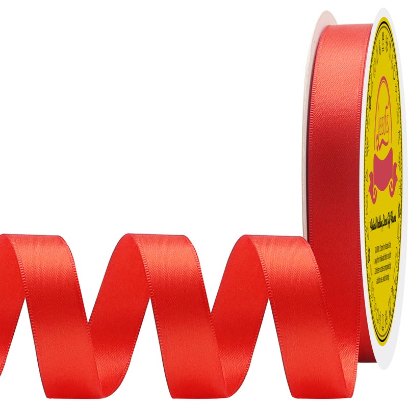 LEEQE Double Face Red Satin Ribbon 1/2 inch X 50 Yards Polyester Red Ribbon for Gift Wrapping Very Suitable for Weddings Party Hair Bow Invitation Decorations and More - Image 1